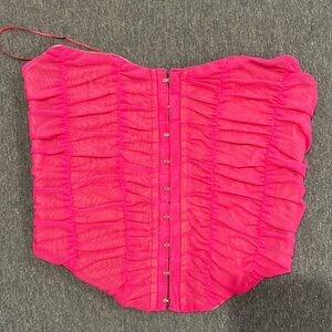 Edit by Nine (Mystique Boutique) - Hot Pink Ruffle Mesh Corset - Size S